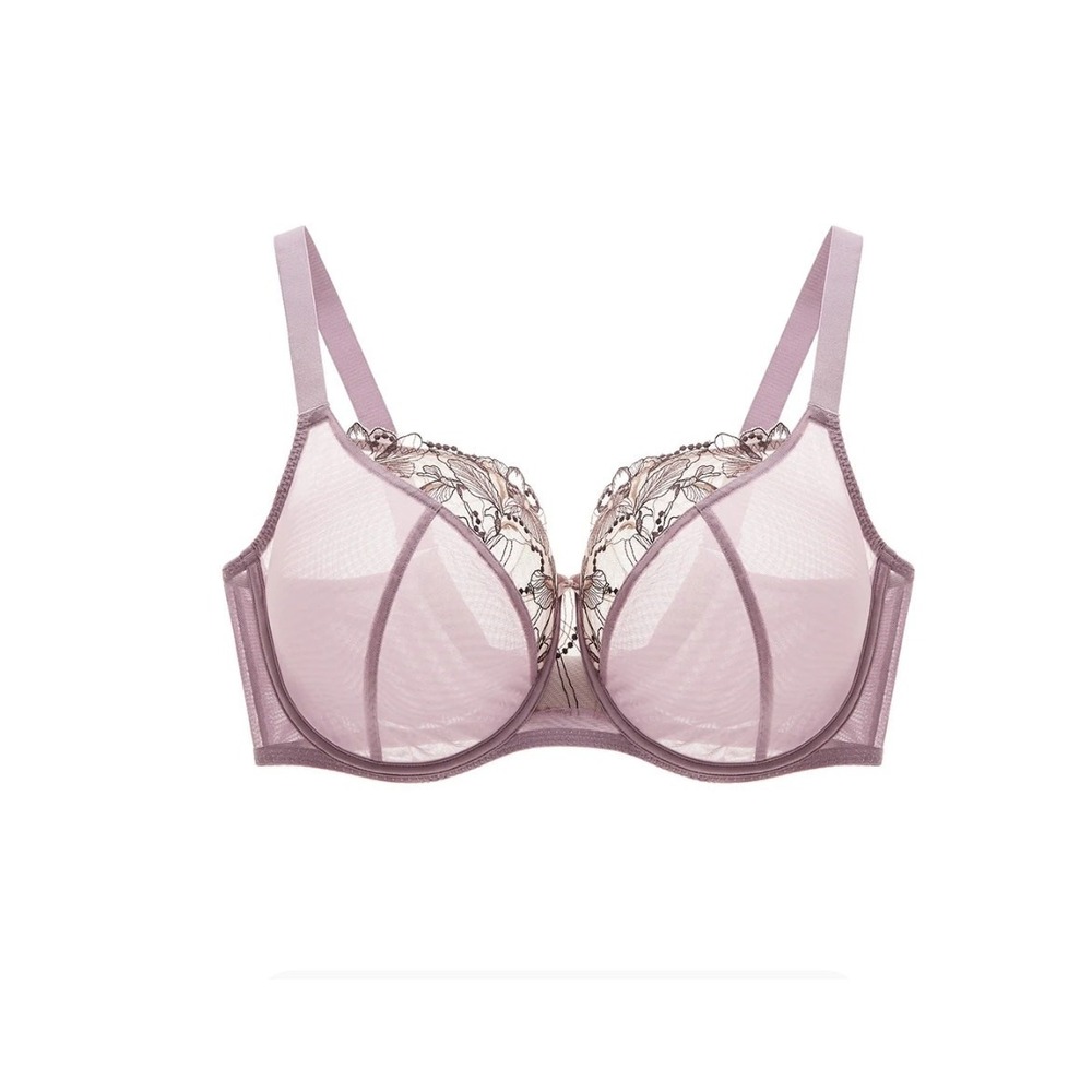 Understance NEW Lace Bra Penny Flexwire Unpadded Balconette 30DD Elderberry Mesh